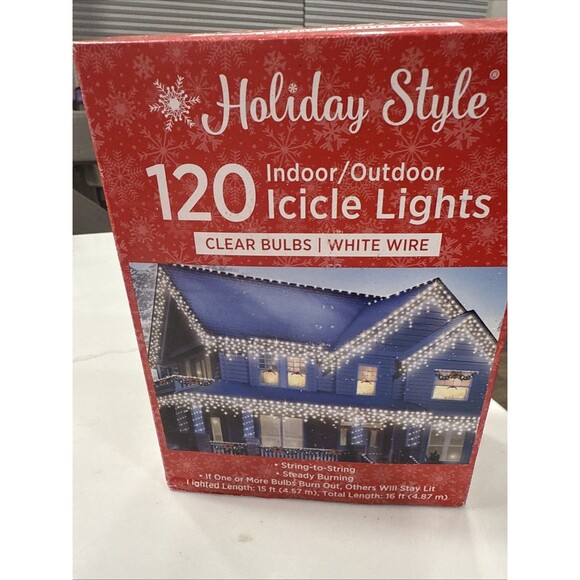 Holiday Style Indoor/Outdoor 120 Icicle Lights - Picture 1 of 5